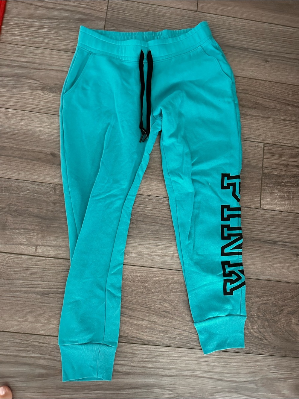 PINK Victoria's Secret Teal Girls' Jogger Sweatpants with Black Drawstring